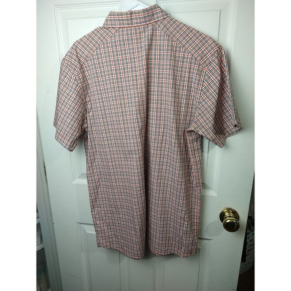 Sean John Orange Black Plaid Collared Button Short Sleeve Shirt. Size M - Picture 11 of 11